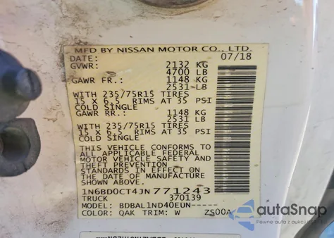 2018 Nissan Frontier S z USA, uszkodzony, nr VIN 1N6BD0CT4JN771243